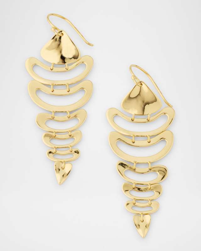 18K Classico Wavy Organic Open Shape 7-Tier Dangle Earrings
